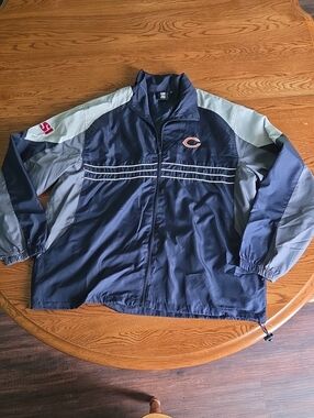 Reebok Navy and Gray Chicago Bears Windbreaker Jacket with Orange Logo